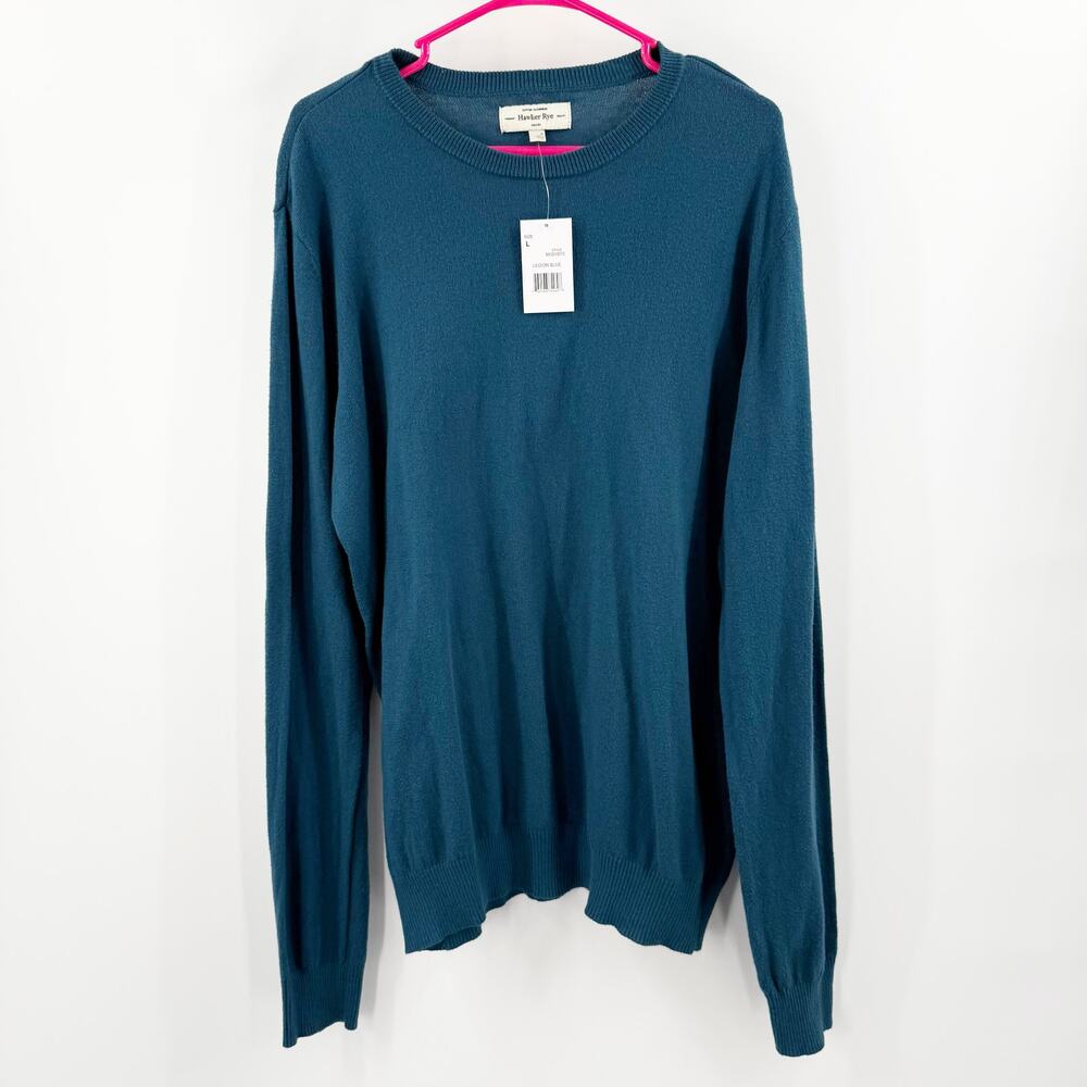 Hawker Rye Sweater Mens Size Large NWT Crewneck Cotton Cashmere Blue Stitch Fix